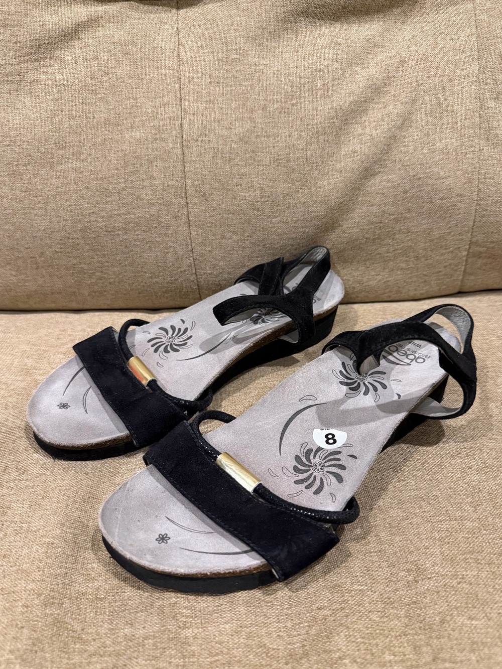 NEW Abeo Bio System Catalina black suede platform sandals size 8